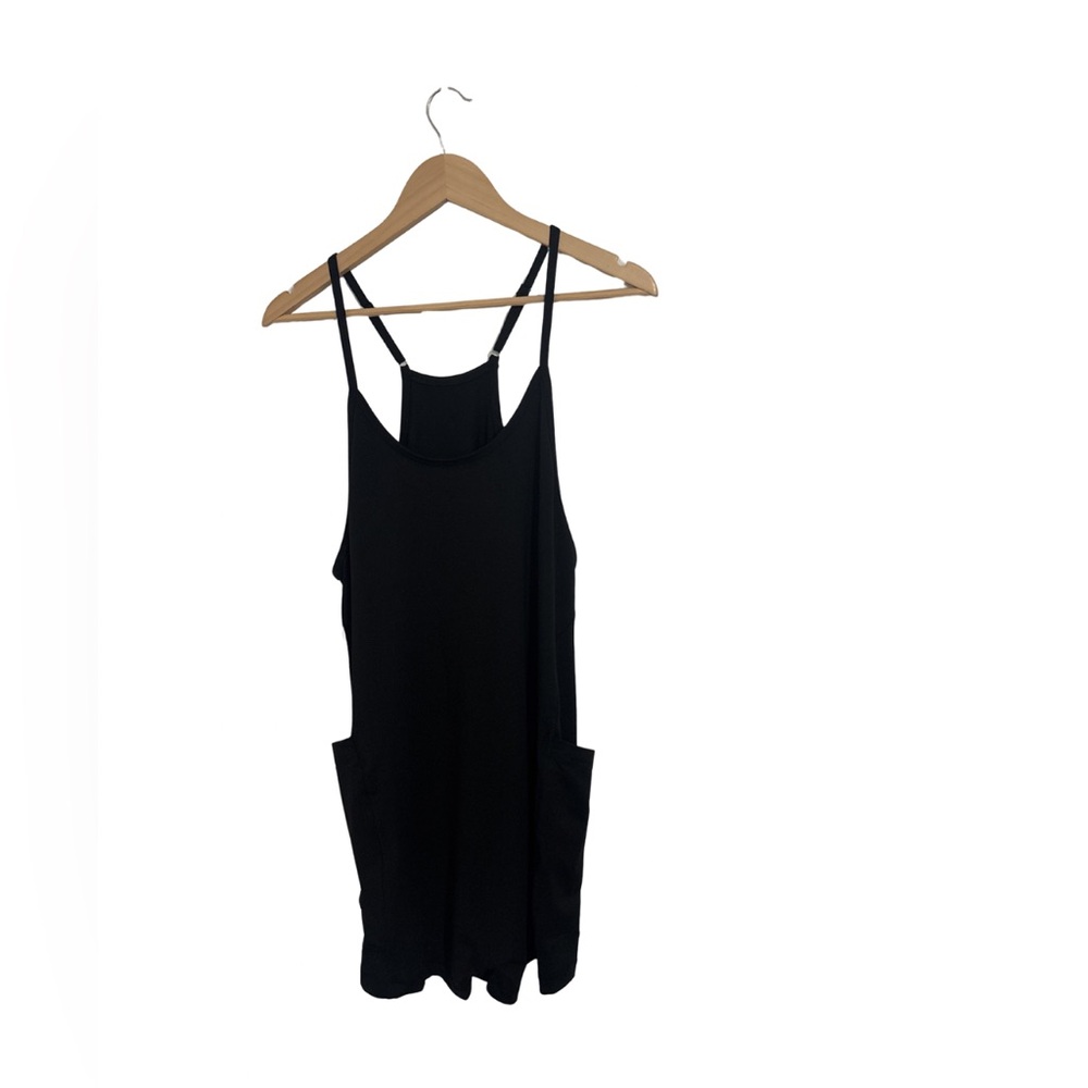 Black Sleeveless Romper with Pockets